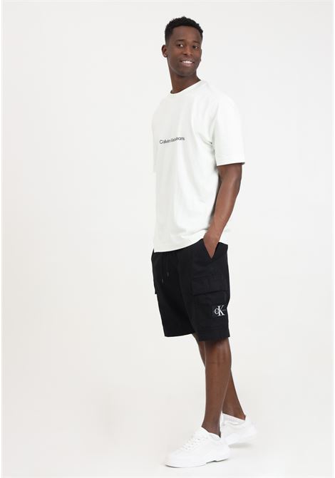 Black men's shorts with logo patch on the front CALVIN KLEIN JEANS | J30J325138BEHBEH